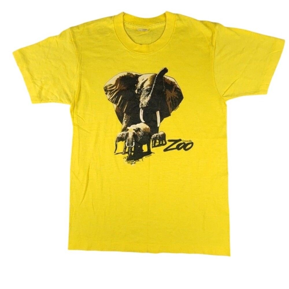 Vintage Screen Stars Shirt Youth 14-16 Yellow Greenville Zoo Elephant Tee USA